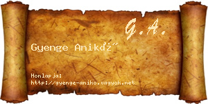 Gyenge Anikó névjegykártya