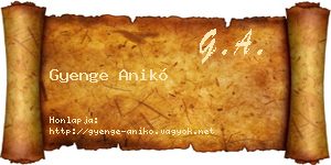 Gyenge Anikó névjegykártya